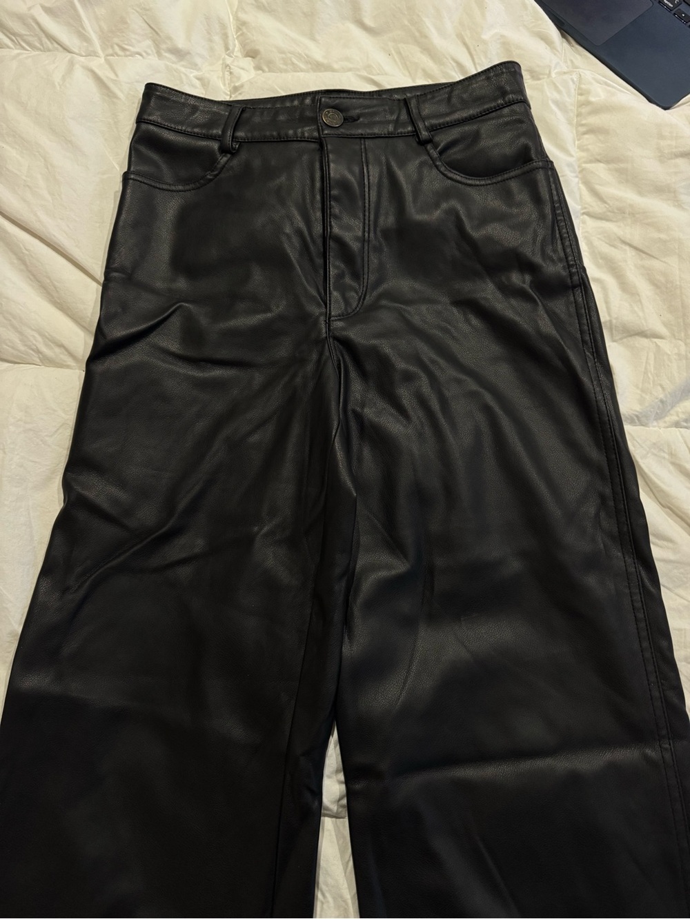Garage Black Faux Leather Straight Leg Pants